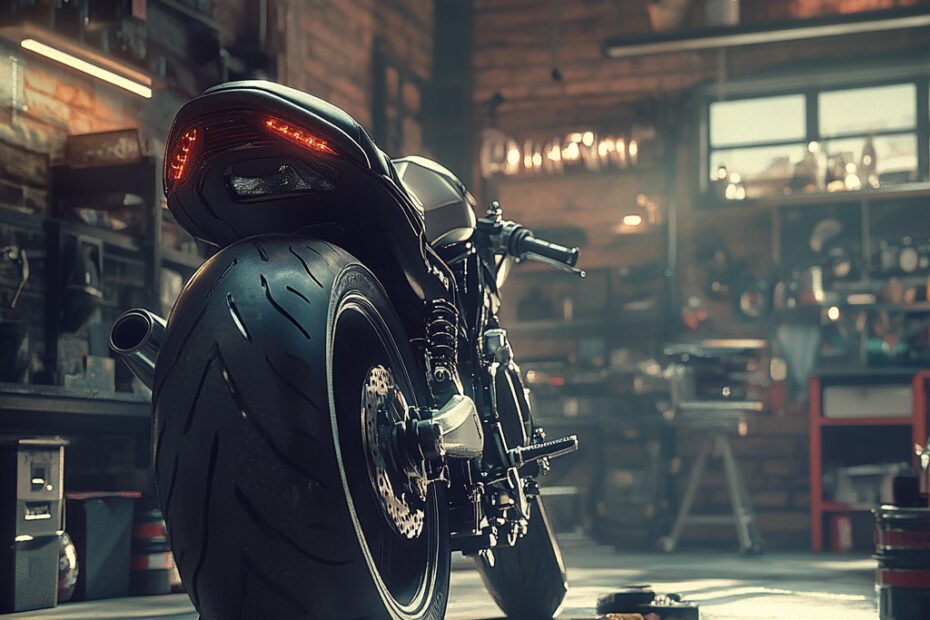 Motorbike Tire Change in Garage
