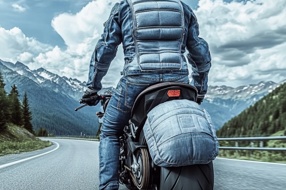 Innovative Motorcycle Airbag Jeans on Scenic Road