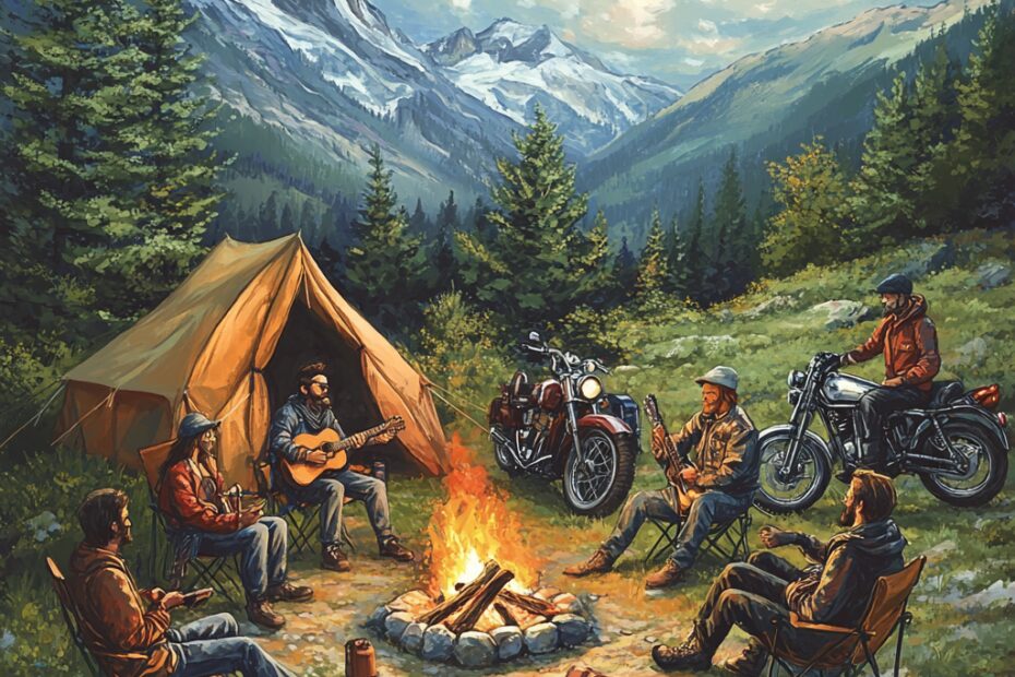 "Motorcycle Campfire Gathering"