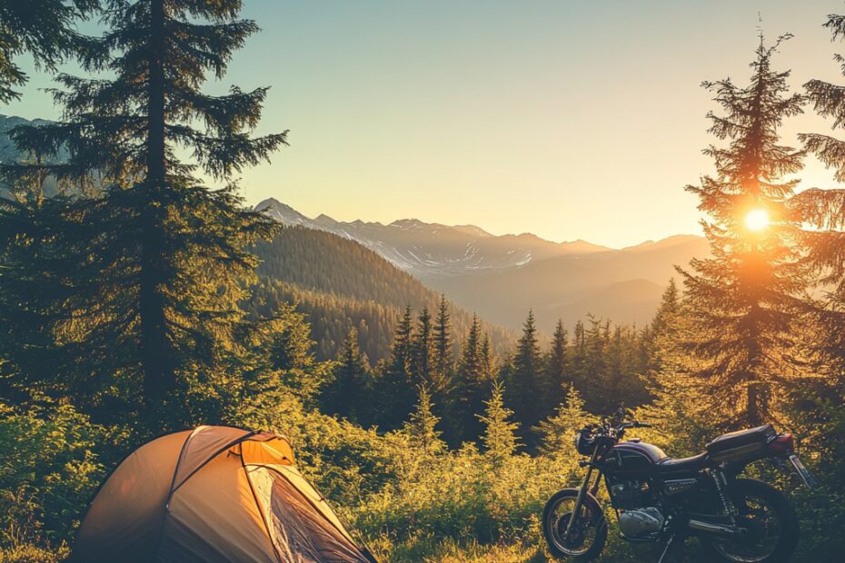 "Motorcycle Sunset Camp"