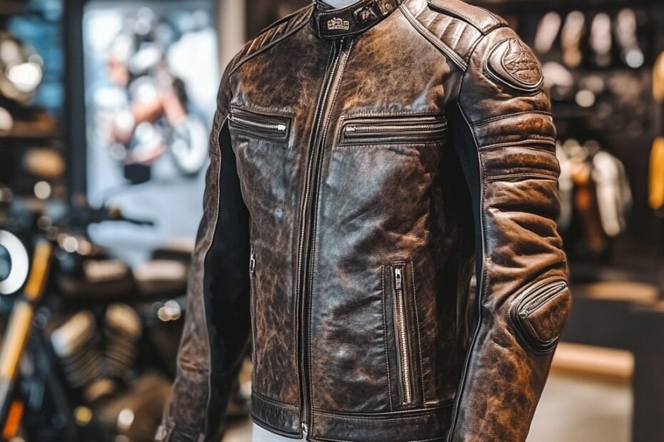 "Sleek Leather Moto Jacket"