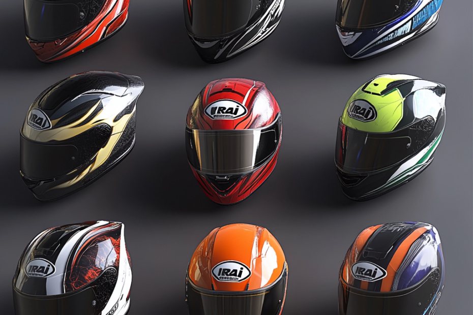Casques de moto Arai en exposition