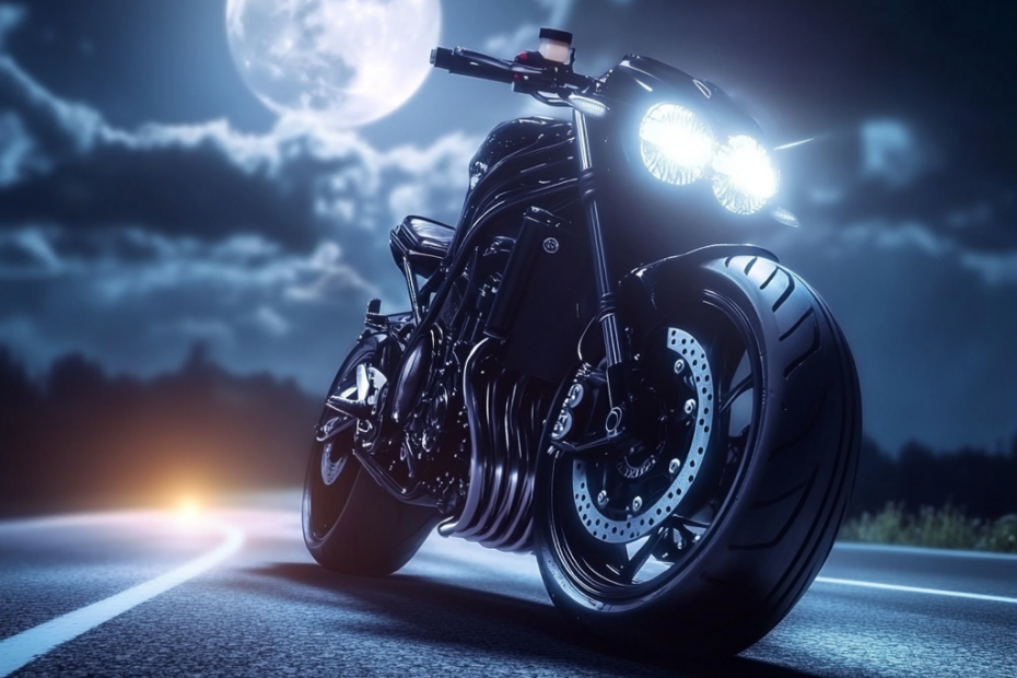 "moto lumière nocturne"