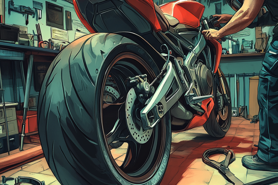 Changement de pneu de moto