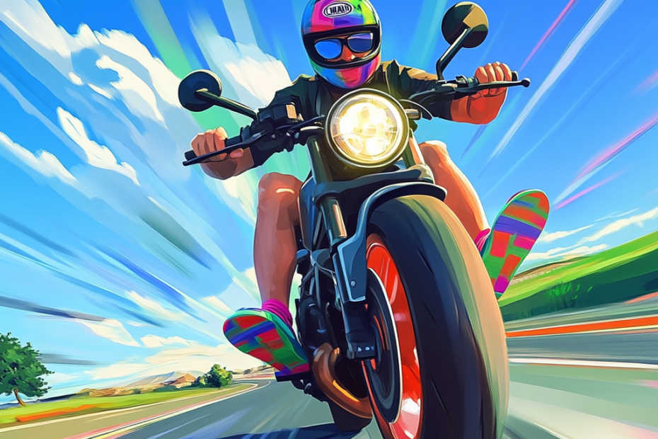"Chill Rider on Open Road"